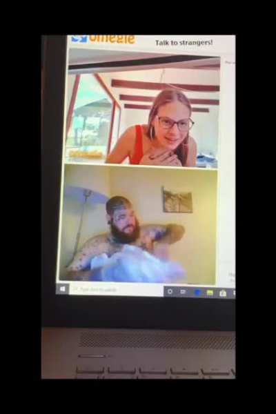 Showing his new born baby to strangers