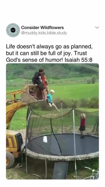 Playing on the trampoline