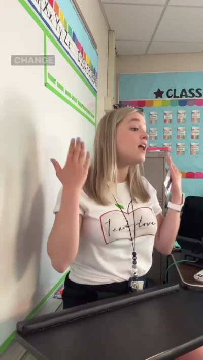 A teacher demonstrating the power of words