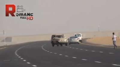 This car stunt somewhere in Saudi Arabia