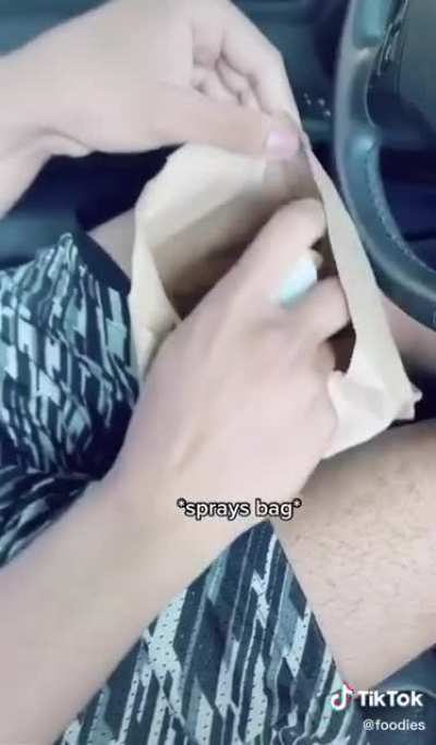 Fart spray in the drive thru