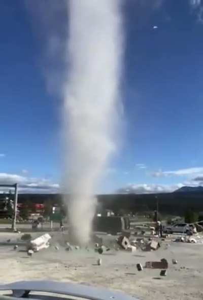 Dust devil destroys cabbage stand