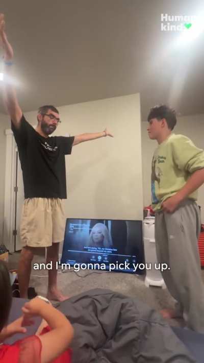 The last "uppy." Dad chooses the exact moment his son’s childhood ends.