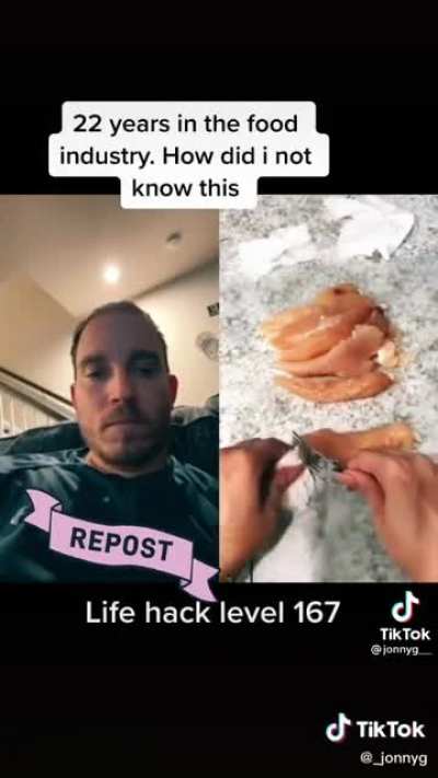 Chicken breast tendon removal lifehack