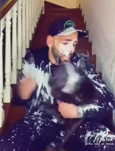 Throwing milk in your dog’s face for a reaction video