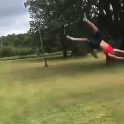 Trying to jump over and get a concussion.