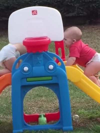 To climb up the slide