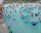 Textbook lifeguarding in a crowded pool.