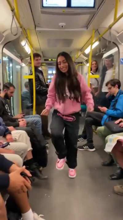 Pov: you try to chill in the sub after work and a girl like this enter