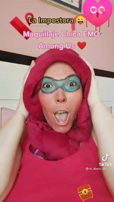 Spanish woman makes weird makeshift Among Us costume and dances