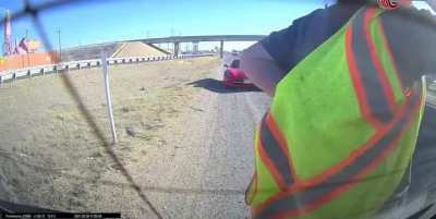 Watching the road saved his life.