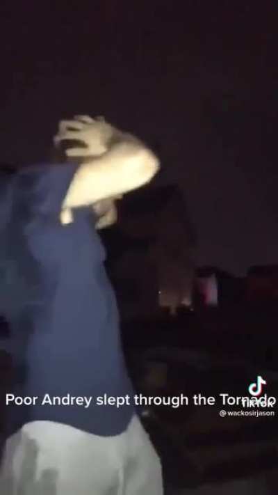 He slept through a whole tornado! ?