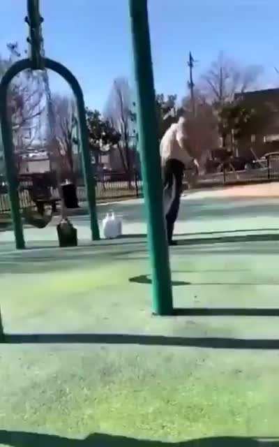 Old man on a swing
