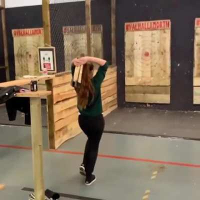 Axe throwing looks super easy