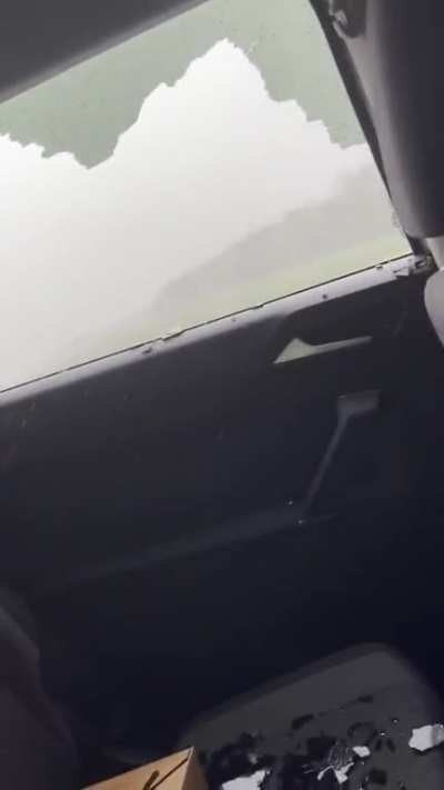 Astonishing footage showing the damage of large hailstones.
