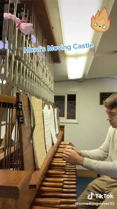 A carillon keyboard uses bells to produce music! This one is housed in his university’s clock tower