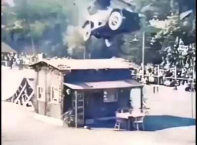 American automobile leap show, 1922 (colourised).