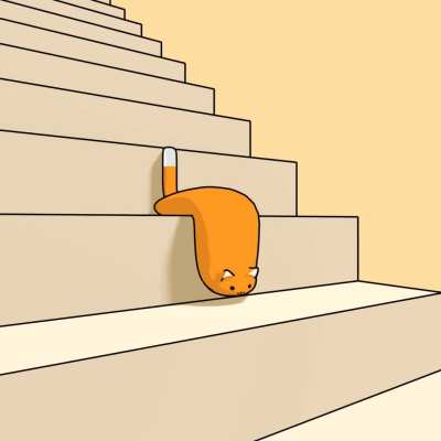 Liquid running down stairs.