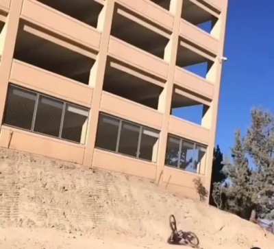 "Lets make a clean entry into a Rocky surface from 2 stories up"