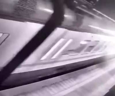 Main falls between carriages just as the train departs