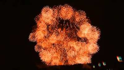 One of the largest fireworks ever launched, a 48” mortar shell, Japan.
