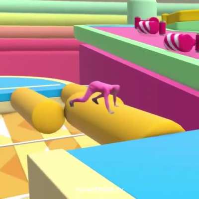 pink guy playing fall guys
