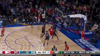 [Highlight] Trae Young wraparound pass to the corner for Dejounte Murray's eventual game winning 3
