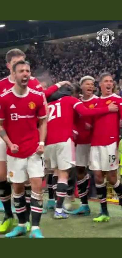 Scenes as Manchester United score the winner in the last minute of the game..