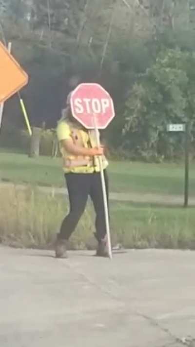 This woman and the disturbing relationship she has with her sign.. Not OC.