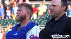 Baseball player has some fun with the camera