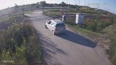 While driving around a railway gate