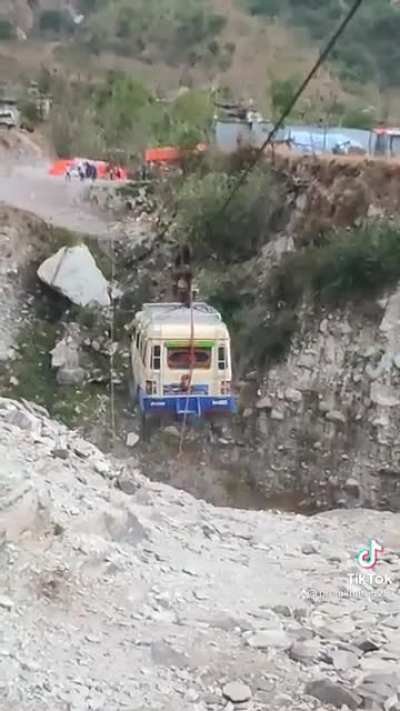 A Zipline that transports buses and other vehicles in Nepal.