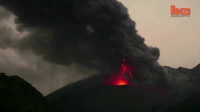 ? Rare volcanic lightning at the Sakurajima volcano in Japan