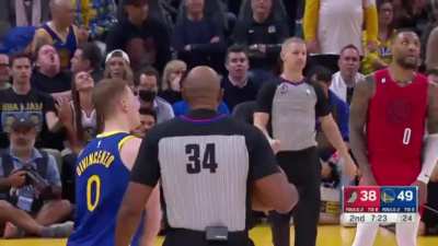 [Highlight] Donte DiVincenzo got a transition dunk taken away because the refs called a 24-second violation on the Blazers to stop the ball when he had very clearly stolen the ball before the clock expired