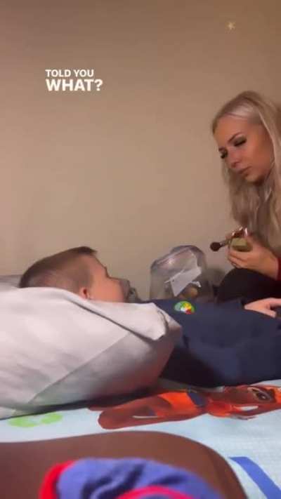 6 year old kid reacts to his first make up