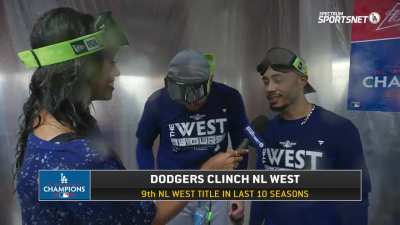 [Highlight] Mookie Betts gets weepy office-wife Freddy Freeman in the feels during Dodgers' post-division clinching win celebration