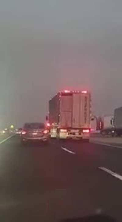 Semi-truck crashes after refusing to let cars pass