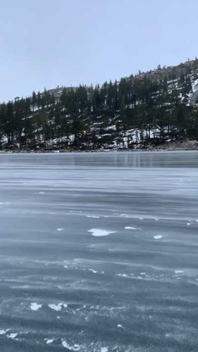 ? Snow blowing across a frozen lake in Tahoe?