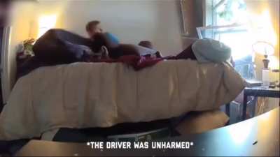 Car crashed into dude's apartment