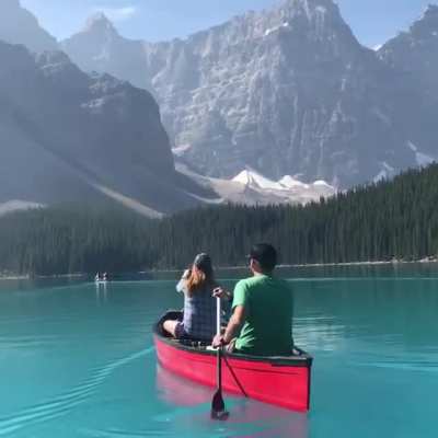 ?Canoeing on Moraine Lake in Alberta. How beautiful.