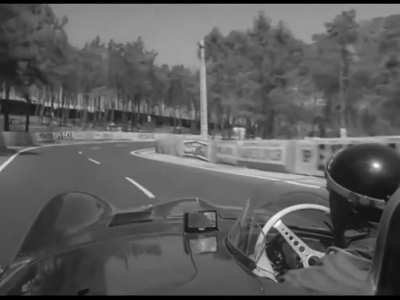 Le Mans 1956 onboard camera. Commentary by Mike Hawthorn, who mentions the race was made "even safer" by making Dunlop Bridge faster. Notice they race with live traffic.