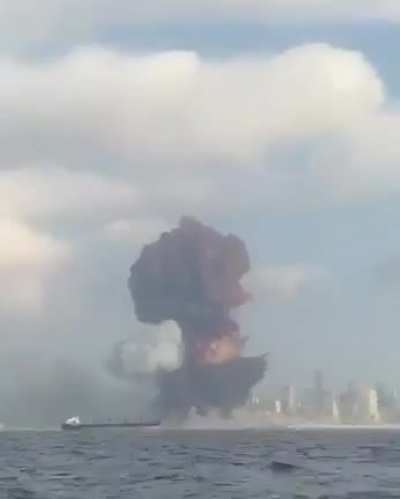 Huge explosion a few hours ago, at a warehouse manufacturing fireworks in Beirut