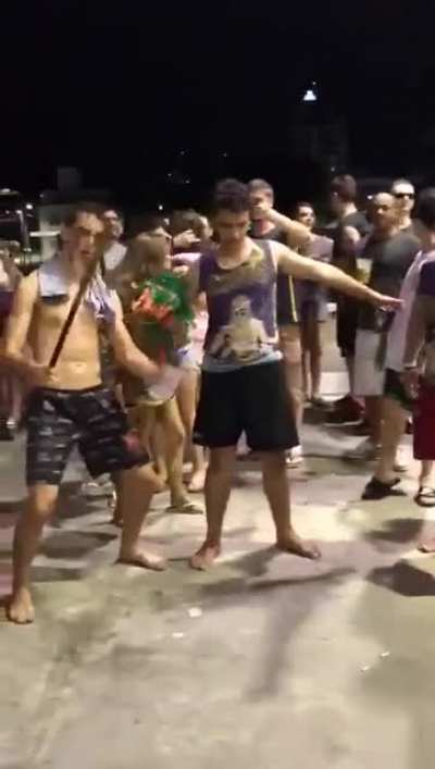 Cocky man tries dropkick, gets knocked out instead