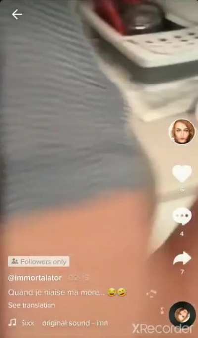 Guy on tiktok moans while grabbing his mom from behind and then laughs like a maniac
