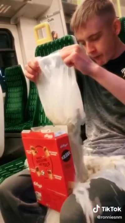 To eat a cereal without a bowl