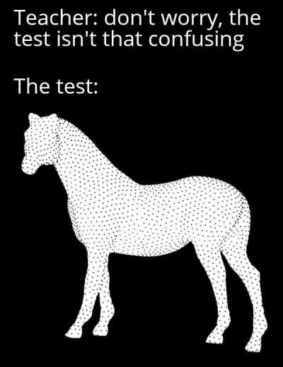 Le confusing horse has arrived