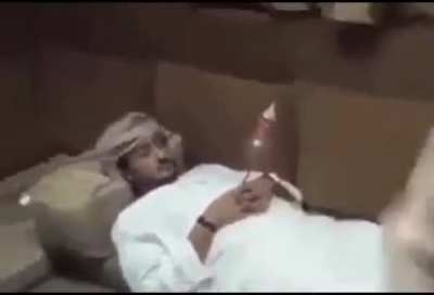 Lighting a firework on someone