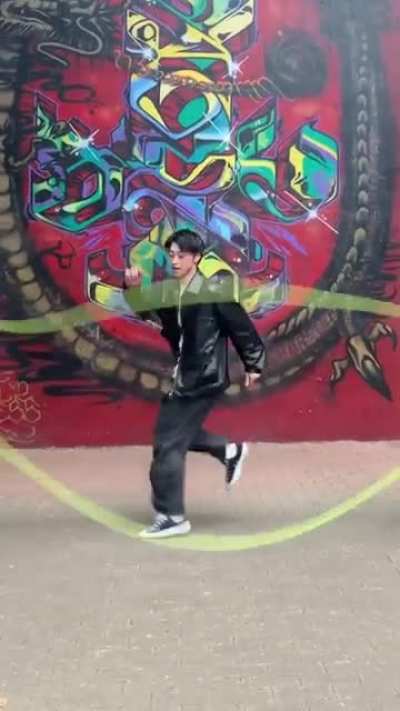 This guy jumping rope while hitting the music ?