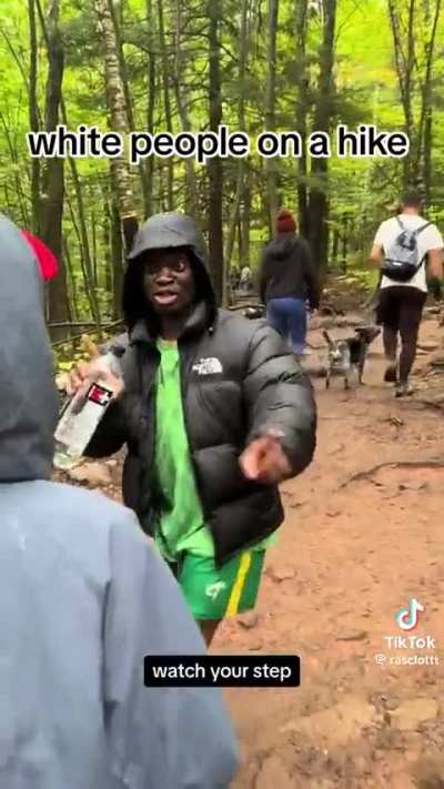 White people on a hike