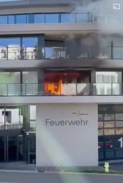 Apt above fire department on fire
